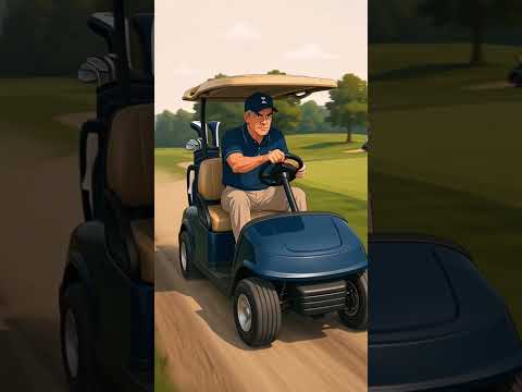 Frank lecturing a stranger about golf cart safety
